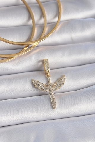 Pirinç Gold Renk Zirkon Taşlı Mikail Model Ajda Charm Çok Renkli