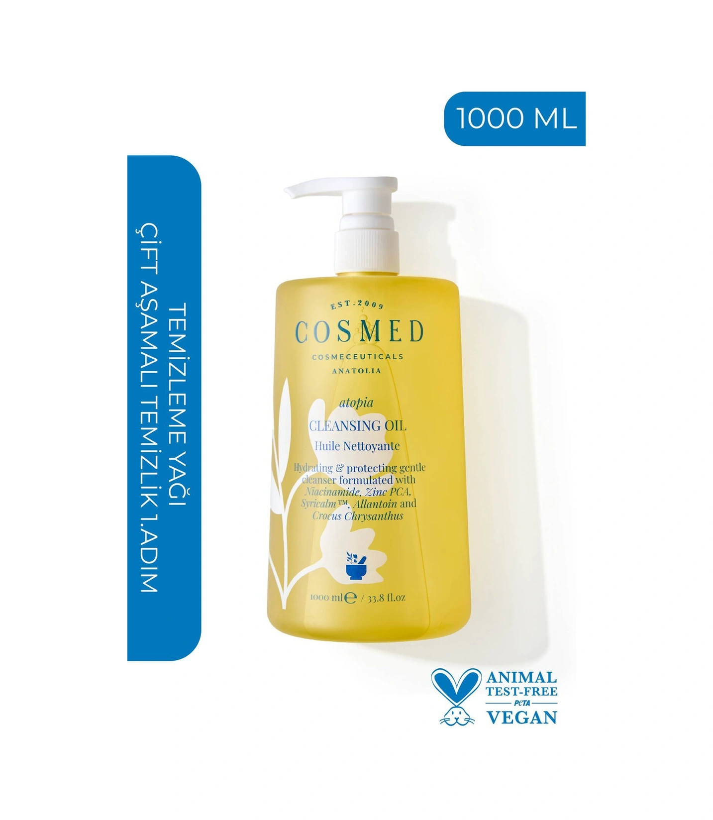 Cosmed Atopia Cleansing Oil - Yüz Ve Vücut İçin Temizleme Yağı - Yağ Bazlı Temizleyici 1000 ml
