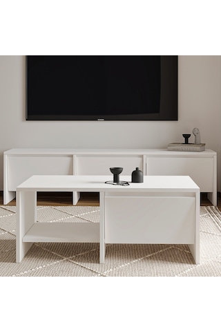 Laris Kapaklı Orta Sehpa 90 Cm Modern Tasarım Beyaz