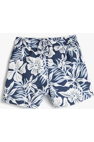 Koton Deniz Şortu Beli Bağlamalı Floral Desenli File Astarlı Mavi Desenli 3skb00035bw 3SKB00035BW6D7