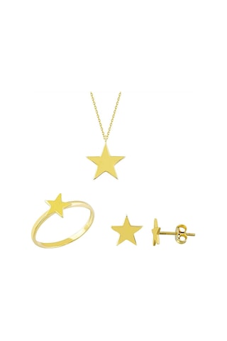 Sembol Gold Altın Yıldız 3'lü Takı Seti 14k Gold T8472 Renkli