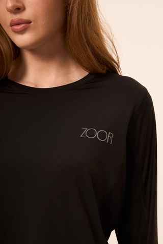 Zoor Kadın Uzun Kol Compression Fitness Gym Spor Body Tshirt Siyah