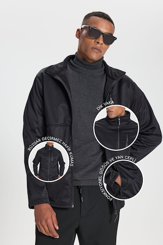 AC&Co / Altınyıldız Classics Erkek Sıyah Sıcak Tutan Comfort Fit Rahat Kesim Dik Yaka Mont Siyah