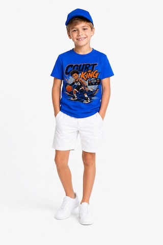 Bayloranzzo Basketball King %100 Pamuk Premium Kalite Erkek Çocuk Tişörtü Saks Mavi