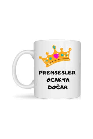 Prensesler Ocakta Doğar Yazılı Kupa Model 245 Taç Detaylı Doğum Ayı Temalı Seramik Kahve Kupası Çok Renkli Prensesler Ocakta Doğar Yazılı Kupa Model 245 Taç Detaylı Doğum Ayı Temalı Seramik Kahve Kupası Çok Renkli