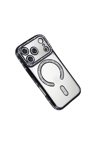 Apple, Uyumlu iPhone 17 Pro Max Joke Simli Magneticsafe Kılıf Siyah