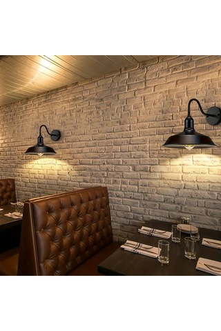 Motion003 2 Adet Çiftlik Evi Duvar Lambası Siyah Vintage Endüstriyel Veranda Giriş Garaj Aksesuar Ahşap