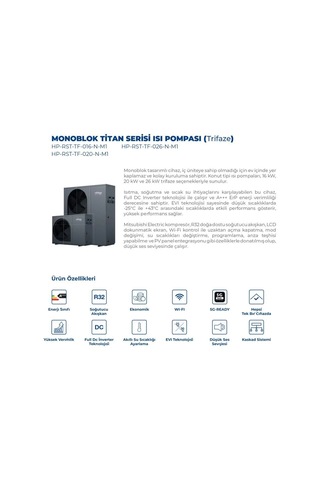 Tommatech 26kw Titan Serisi Isı Pompası Trifaze