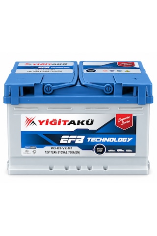Yiğit Akü 12v 72 Ah 760a Efb Start-stop Otomobil Aküsü 2026 Üretim