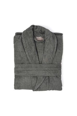 Soley Minerva Extra Yumuşak %100 Pamuk Kadın / Erkek Unisex Bornoz Antrasit