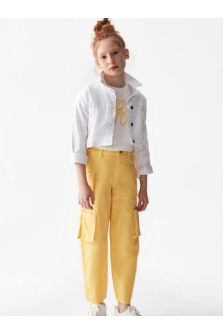 Nk Kids Kız Çocuk Çift Cep Detaylı İnce Kot Ceket-14082 Beyaz