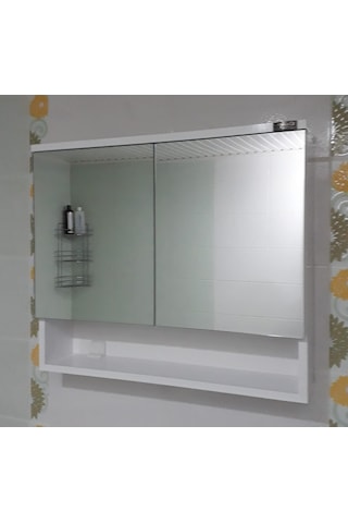 Çift Kapaklı Aynalı Lavabo Üstü Banyo-Wc Dolabı (Günlük Kargo) Beyaz
