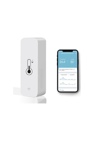 Dofolink Akıllı Wifi Sıcaklık Nem Ölçer - Düşük/yüksek Sıcaklık Uyarısı, C/ F Değiştirme, Mobil Uygulama Ve Alexa/google Assistant İle Uyumlu