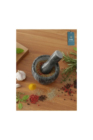 Chacha Home Luxury Granito El Yapımı Doğal Mermer Havan & Tokmak Seti - Siyah
