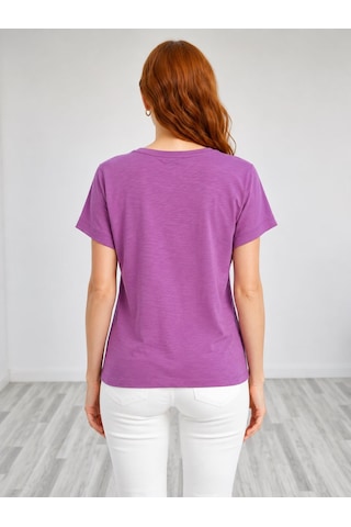 Neden Tekstil Kadın Pembe Baskılı Kısa Kollu Pamuklu T-shirt