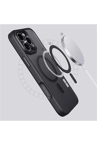 Fros Silikon Kılıf Kablosuz Şarj Destekli -Apple Uyumlu iPhone-16-pro-max Siyah Zebana