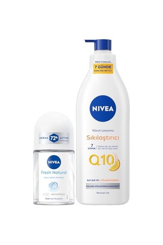 Tr Q10 Sıkılaştırıcı Nemlendirici Vücut Losyonu400ml Ve Kadın Mini Roll-on Deodorant Fresh Natural 25ml