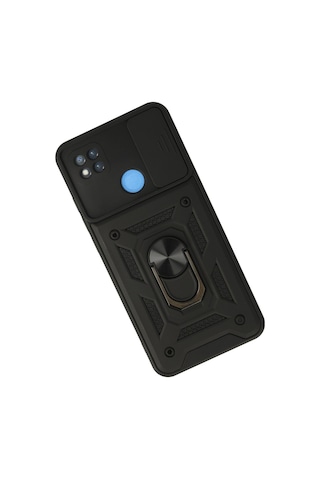Northcity 9c Kılıf Silikon Pars Lens Yüzüklü Siyah - Kamera Koruyucu Ve Standlı Kılıf