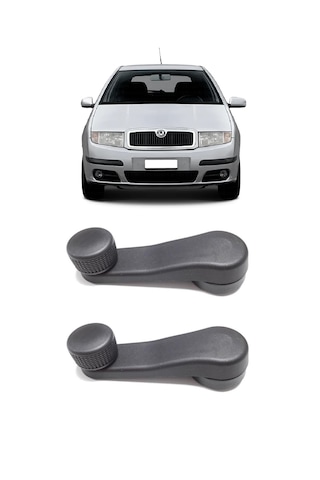 Skoda Fabia Mk1 2000-2008 Uyumlu Manuel Çevirmeli Cam Açma Kapama Kolu Siyah 2 Adet Takım