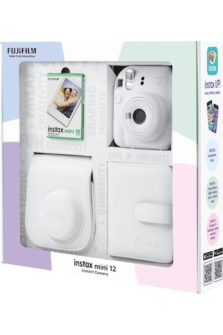 Fujifilm İnstax Mini 12 Fotoğraf Makinesi + 10'lu Film + Kare Albüm + Deri Kılıf Seti