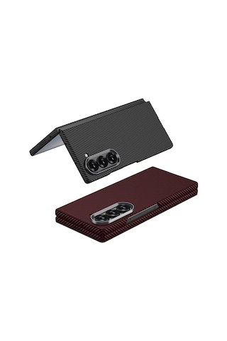 Nourthkiingdom Galaxy Z Fold 6 Uyumlu Kamera Korumalı Karbon Fiber Tasarımlı Arka Yüzey Nrtk Kıpta Karbon Kapak Siyah
