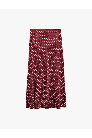 Koton Balık Form Puantiyeli Saten Midi Etek Bordo Desenli 6sak70051pw Bordo Desenli