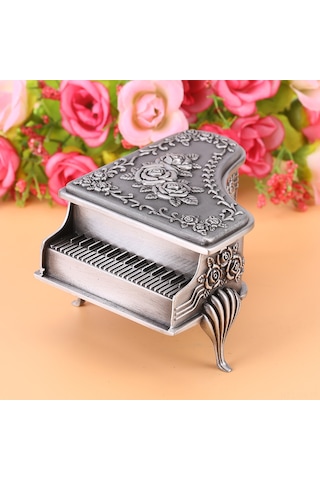 Kangvka Gül Oyma Desenli Piyano Şekilli Çinko Alaşımlı Küçük Mücevher Kutusu - Yumuşak İç, Tuzaklığa Dayanıklı, Hediye İçin Uygun Çok Renkli