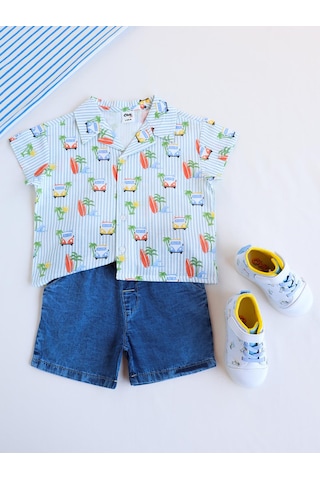 Civil Baby Erkek Bebek Araba Empirme 6-18 Ay Takım - Mavi