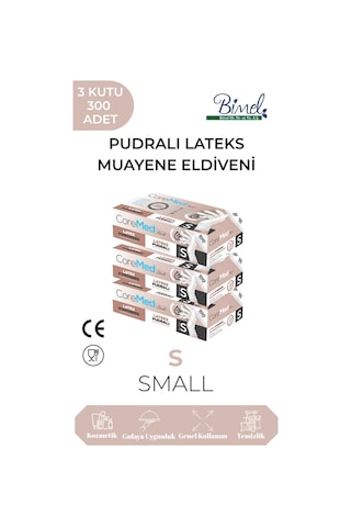 Lateks Pudralı Muayene Eldiveni S-3 Paket 100'lü