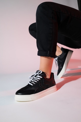 Luvishoes Sande Siyah Denim Detaylı Kadın Spor Sneakers Siyah