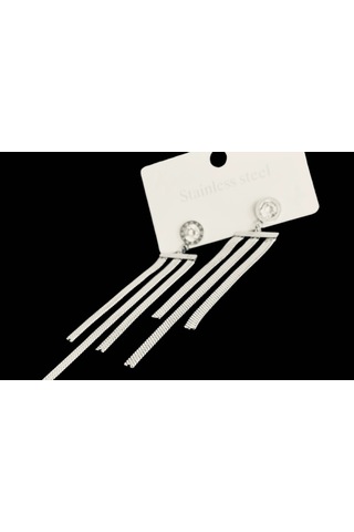 Çelik Sallantılı Gümüş Renk Küpe