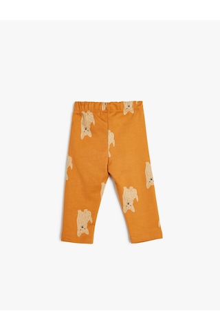 Koton Basic Jogger Eşofman Altı Beli Lastikli Dokulu Pamuklu Turuncu Desenli 5wmb40099tk Turuncu