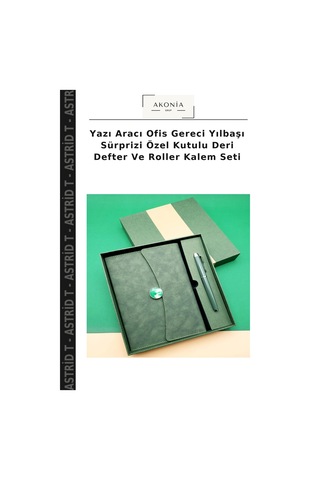 Yazı Aracı Ofis Gereci Yılbaşı Sürprizi Özel Kutulu Deri Defter Ve Roller Kalem Seti Çok Renkli