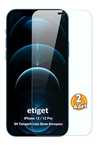Apple Uyumlu iPhone 12 / 12 Pro Temperli 9h Cam Ekran Koruyucu 2 Adet