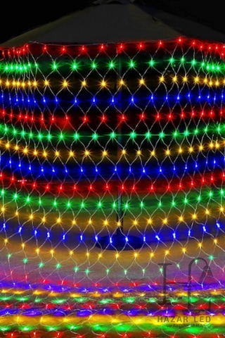 Ağ Led Işık 3x3 File Ağ Perde Led Işık Rgb Animasyonlu Eklemeli Örümcek Ağı Işığı Yılbaşı Süsü RGB