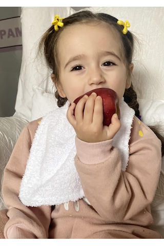 Pamuklu Sıvı Geçirmez Mama Önlüğü Bürümcük-havlu Çift Yönlü K-b Beyaz - Kiremit