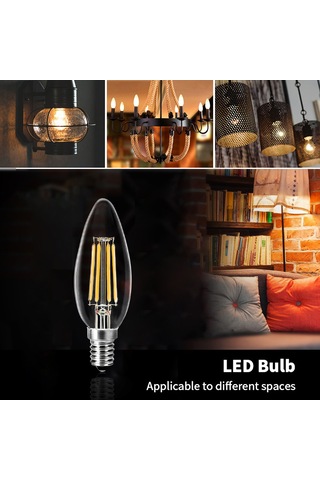 Symbee 6 Adet E14 Vidalı 4w Led Mum Ampulü, 2700k Islak Beyaz Işık, Cam Malzeme, C35 Modeli 220v