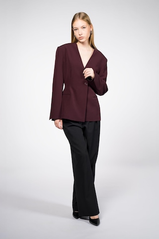 Thalure Kadın Bordo Yakasız Blazer