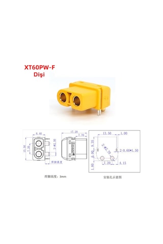 Xt60pw Erkek Dişi Konnektör Soket Çift Pcb Tip Lehimlenebilir Lityum Lipo Pil Akü Bağlantı Konnektö