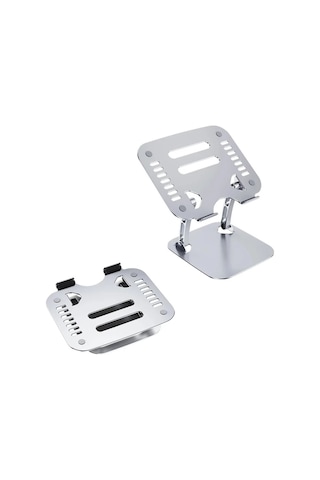 Ally T602 Ayarlanabilir Katlanır Isı Havalandırmalı Alüminyum Laptop Standı- 5775 Renk: Gümüş