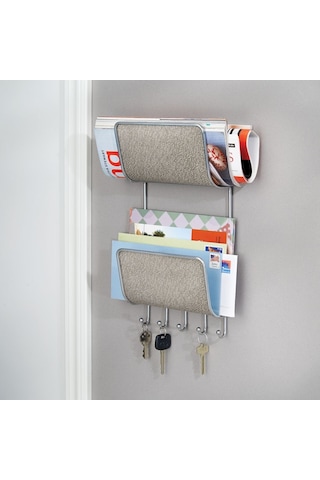 Idesıgn Mektupluk Anahtarlık Askılık 2 Katlı Metalik Gri 19X36 .