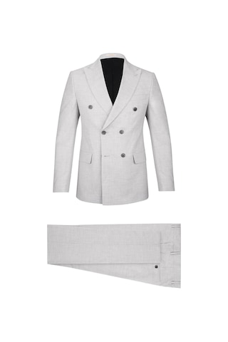 Hatemoğlu Gri Regular Fit Çizgili Kruvaze Klasik Takım Elbise 2958672 Gri