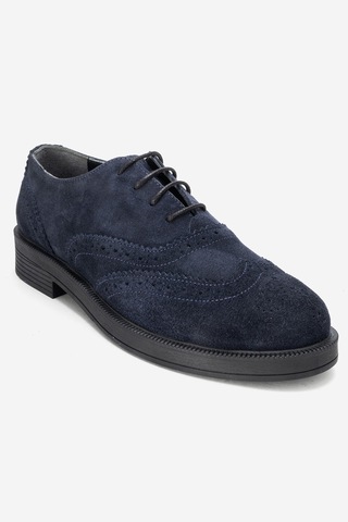 Luvishoes Avra Lacivert Süet Hakiki Deri Kadın Oxford Ayakkabı Lacivert