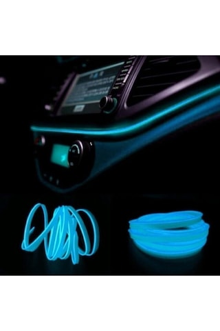 Araç Araba Içi Torpido Ledi Renkli Ip Neon Ip Led 2 Metre Buz Mavi Neon