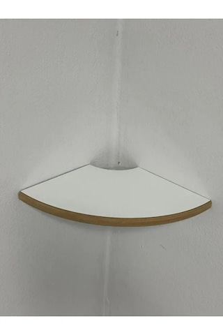 Yuvarlak Oval Köşe Raf, Rafın Kesik Köşesi, Beyaz Rustik Raf