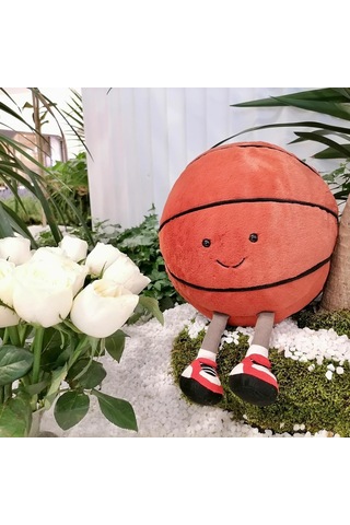 Tenfowee Basketbol Desenli Yumuşak Peluş Yastık - 20 Cm Çaplı, 100% Poliester Dolgulu, Elle Yıkama Önerilir Diğer