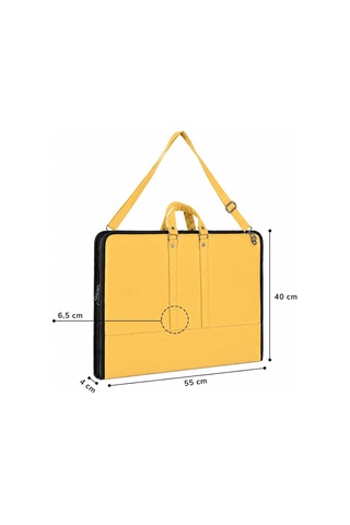 Lexroo 40x55 Cm Suni Deri Profesyonel Resim Proje Çantası Sarı