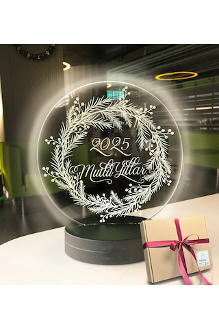 Yılbaşı Konseptli 2025 Oval 3d Led Gece Lambası