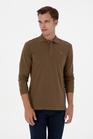 U.S. Polo Assn. Erkek Regular Fit Polo Yaka Haki Basic Sweatshirt 50313772-VR027