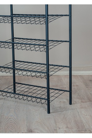 Uykula 5 Raflı Metal Ayakkabılık - Çok Amaçlı Modern Antre Düzenleyici - Siyah 64x108x30 Cm